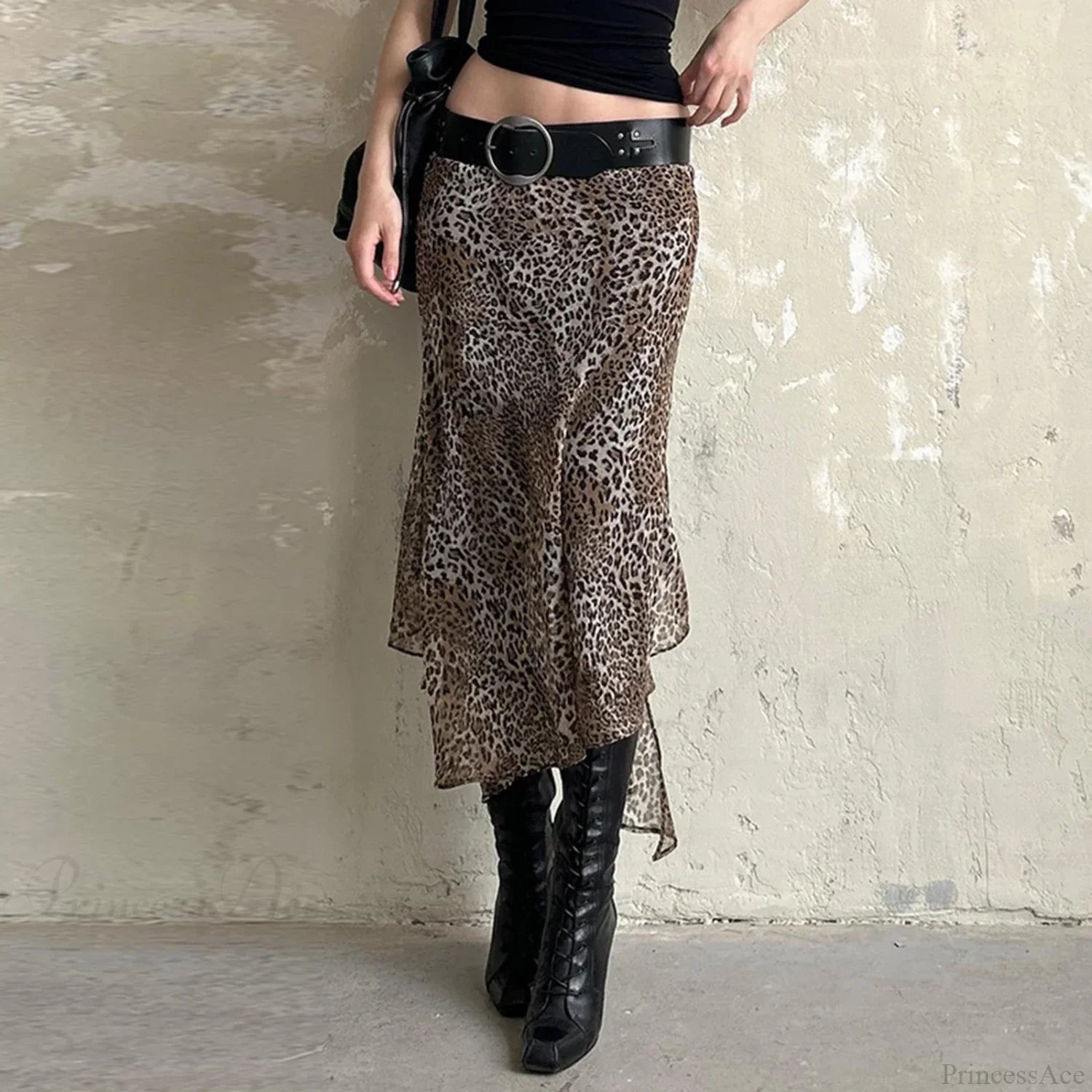 Leopard Print Irregular Hem Skirt image 3