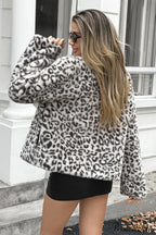 Leopard Print Long Sleeve Y2K Crop Coat image 3