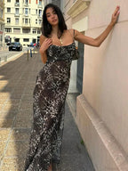 Leopard Print Mesh Slim Vacation Dress image 4