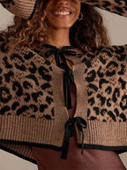 Leopard Print Ribbed Tie Front Knit Cardigan image 6