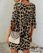 Leopard Print Round Neck Dress image 2