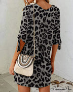 Leopard Print Round Neck Dress image 4
