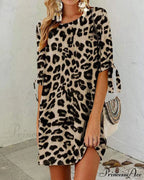 Leopard Print Round Neck Dress image 1