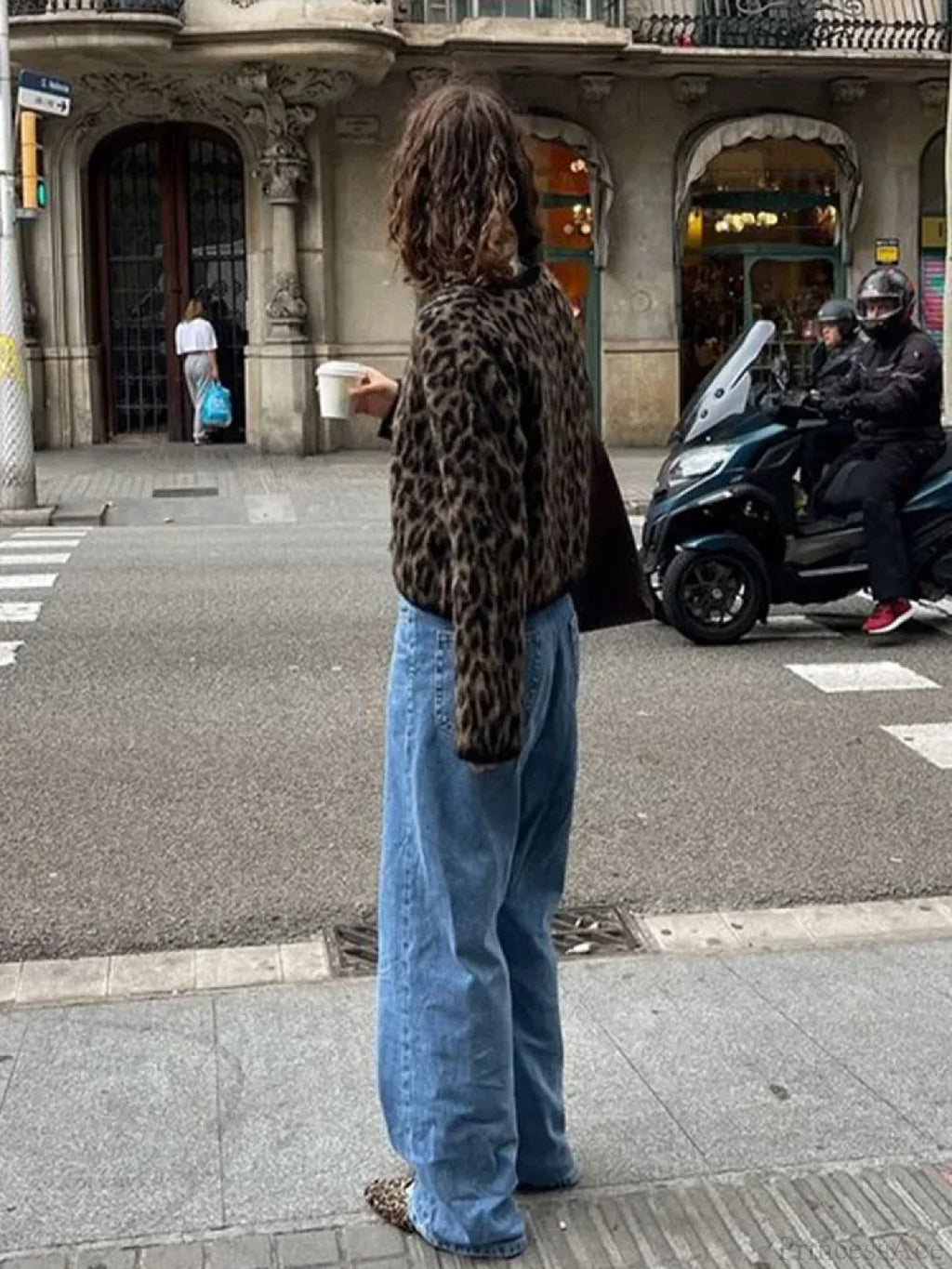Leopard Print Round Neck Mohair Cardigan image 4