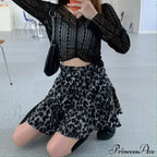 Leopard Print Ruffle Coquette Street Patchwork Skirt image 4