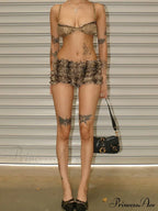 Leopard Print Ruffles Cami Graceful Bra Top and Shorts Set image 6