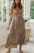 Leopard Print Strapless Sexy V-neck Beach Holiday Maxi Boho Dress image 7