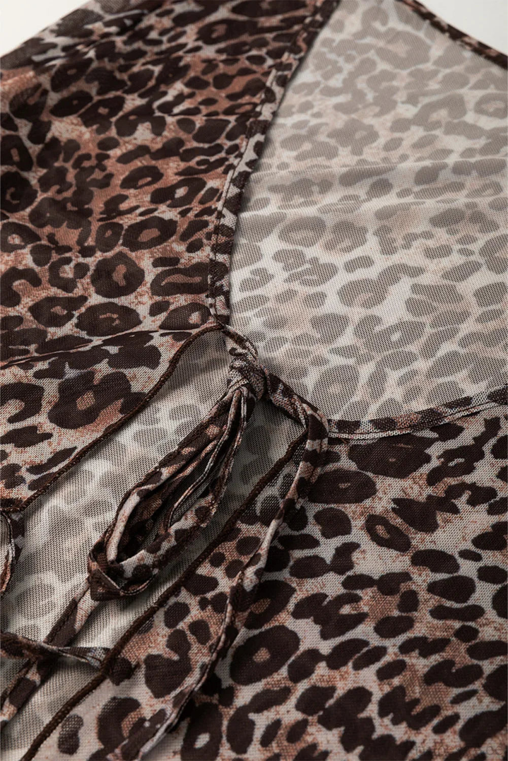 Leopard Print Tie Front Chiffon Long Sleeve Blouse image 4