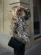 Leopard Print Turn-Down Collar Coat image 1