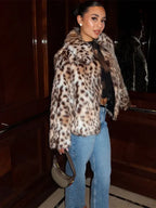 Leopard Print Turn-Down Collar Coat image 4