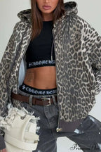 Leopard Print Zip Color-Block Hoodie image 6