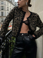 Leopard Printed Round Neck Cardigan image 1