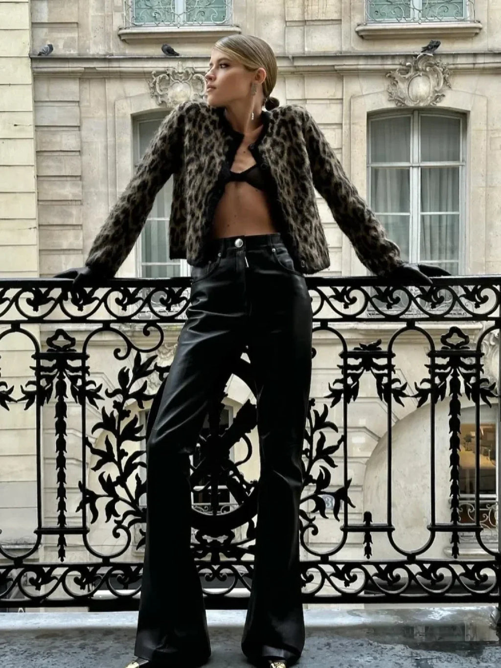 Leopard Printed Round Neck Cardigan image 5