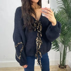 Leopard Ribbon Tie V-neck Cardigan image 7