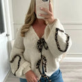 Leopard Ribbon Tie V-neck Cardigan image 1