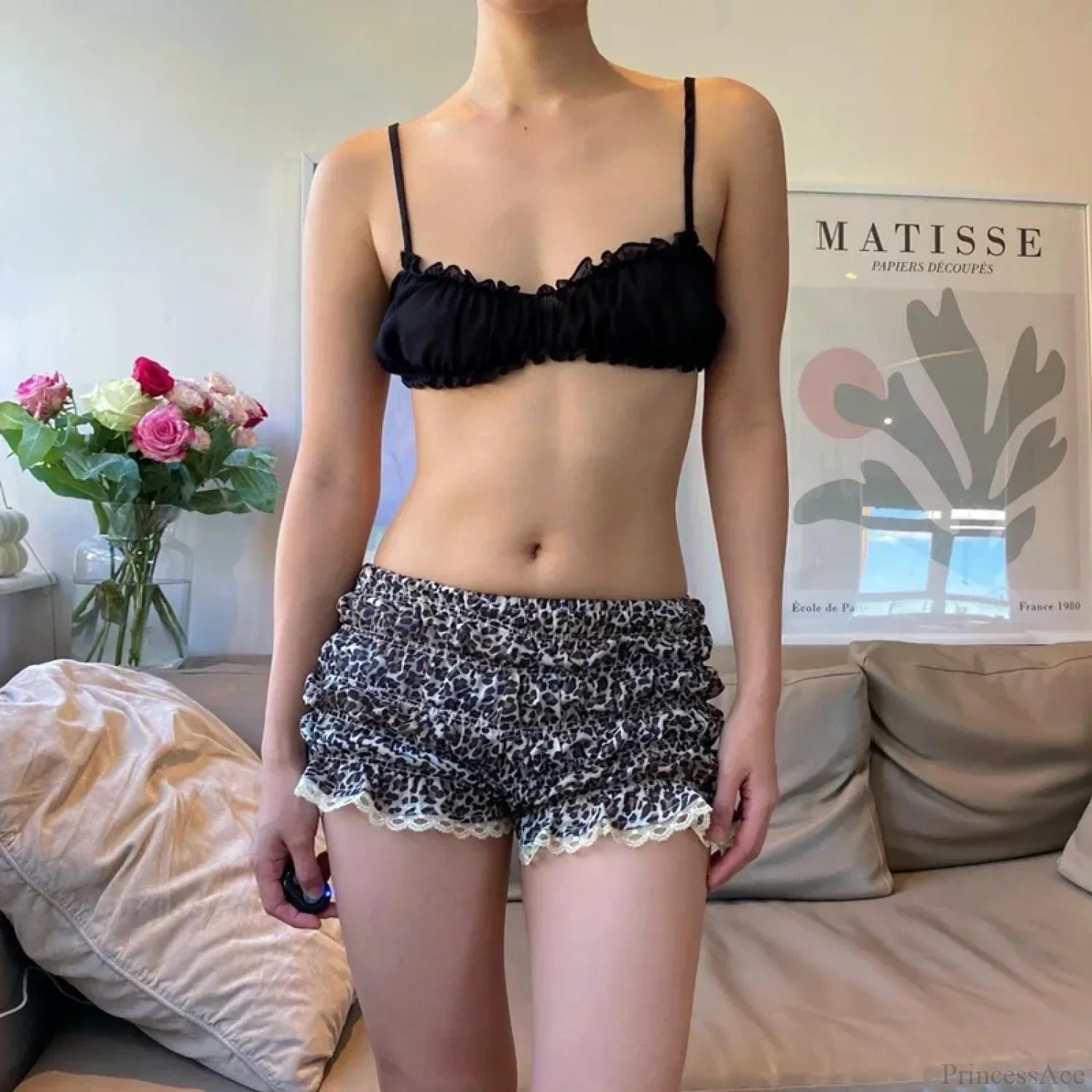 Leopard Ruffle Lace Trim Short image 4