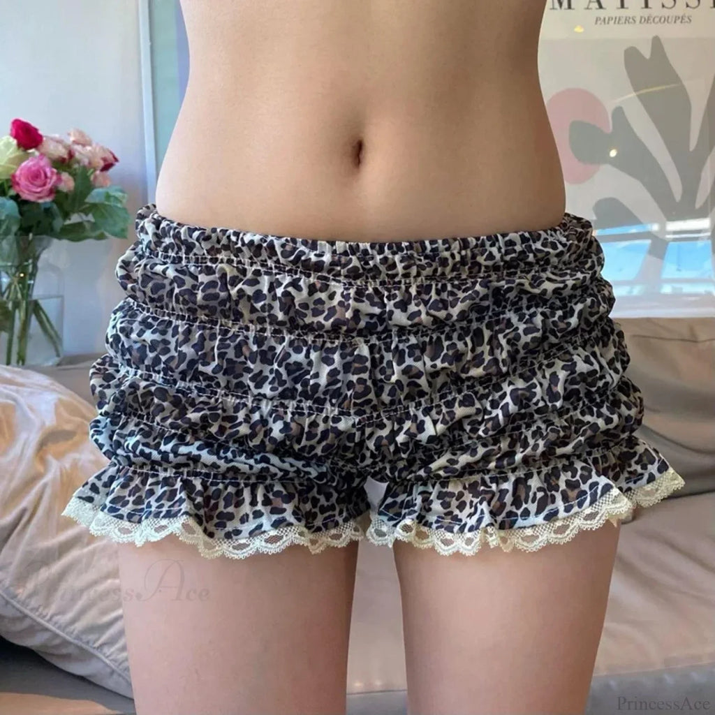 Leopard Ruffle Lace Trim Short image 1