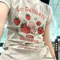Les Dessert Strawberry & Graceful Letter Print Short Sleeve T-Shirt image 5