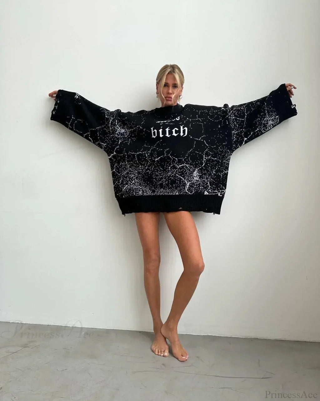 Letter Embroidery Lazy Style Sweater image 7