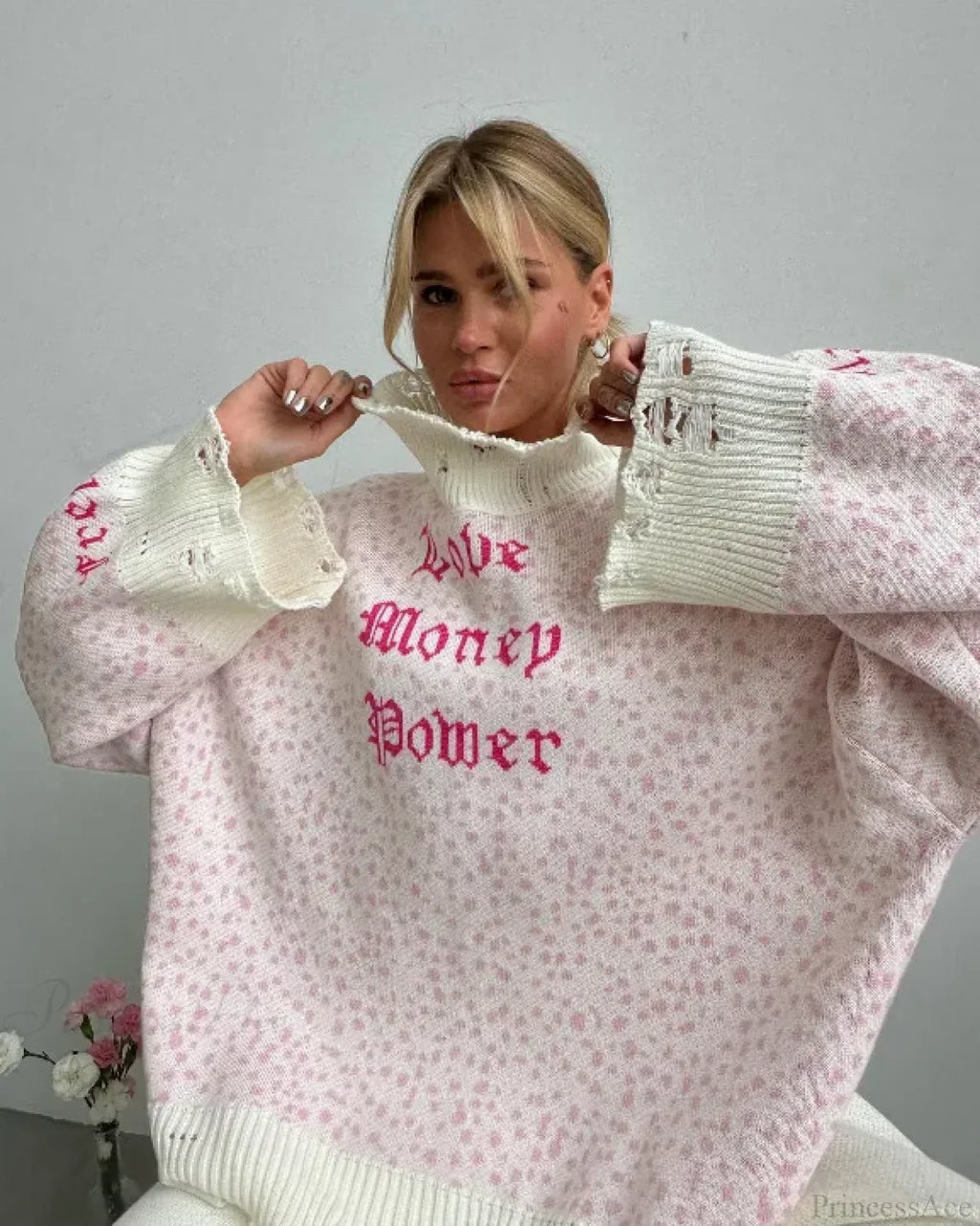 Letter Embroidery Lazy Style Sweater image 9