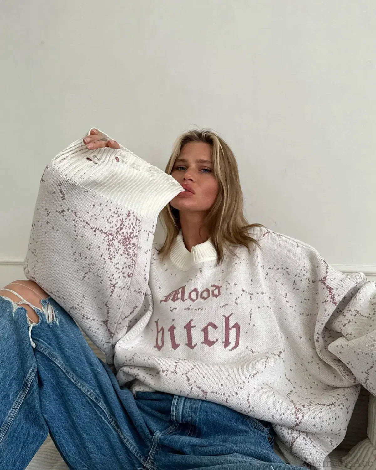 Letter Embroidery Lazy Style Sweater image 10