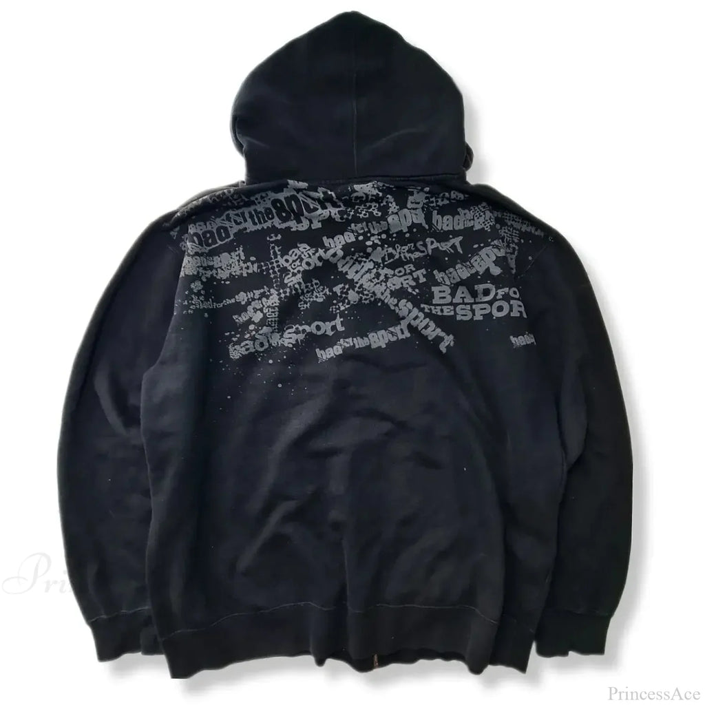 Letter Graphic Zipper Hoodie image 3