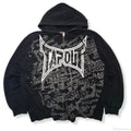 Letter Graphic Zipper Hoodie image 2