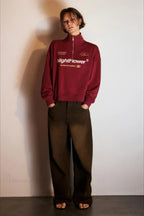 Letter Print Half Zip Stand Collar Loose Sweatshirt image 15