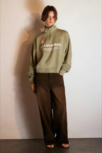 Letter Print Half Zip Stand Collar Loose Sweatshirt image 2