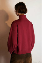 Letter Print Half Zip Stand Collar Loose Sweatshirt image 16