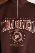 Letter Print Half Zip Stand Collar Loose Sweatshirt image 10