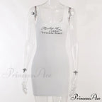Letter Print Ribbed Tank Bodycon Mini Dress image 6