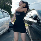 Letter Print Ribbed Tank Bodycon Mini Dress image 5