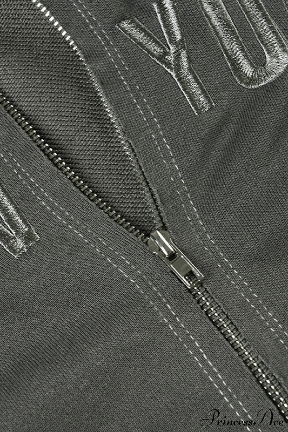 Letter Print Slim Paneled Stand Collar Hoodie image 4