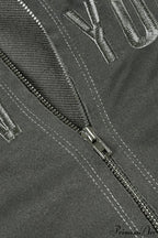 Letter Print Slim Paneled Stand Collar Hoodie image 4