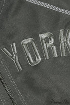 Letter Print Slim Paneled Stand Collar Hoodie image 5