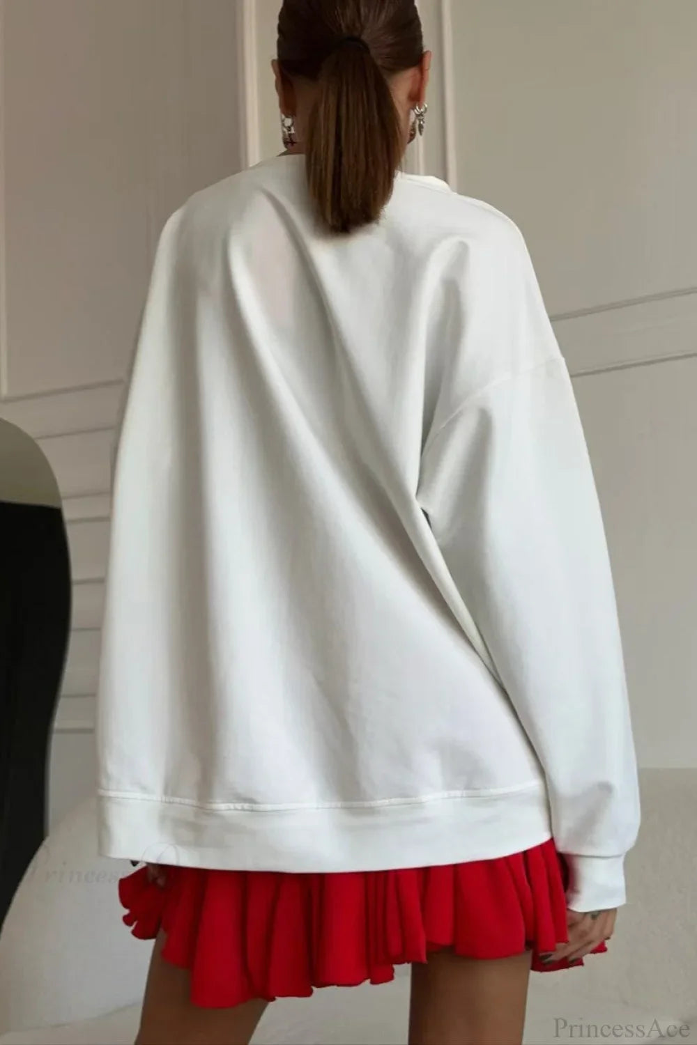 Letter Print Versatile Loose Crew Neck Long Sleeve Tee image 4