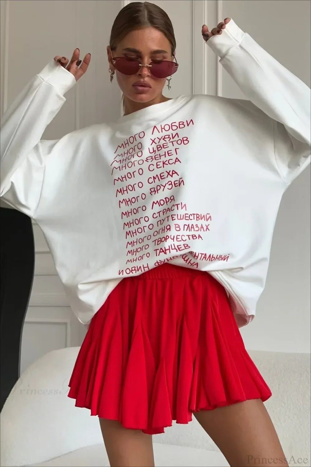 Letter Print Versatile Loose Crew Neck Long Sleeve Tee image 2