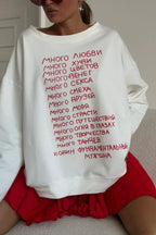 Letter Print Versatile Loose Crew Neck Long Sleeve Tee image 3