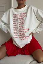 Letter Print Versatile Loose Crew Neck Long Sleeve Tee image 1