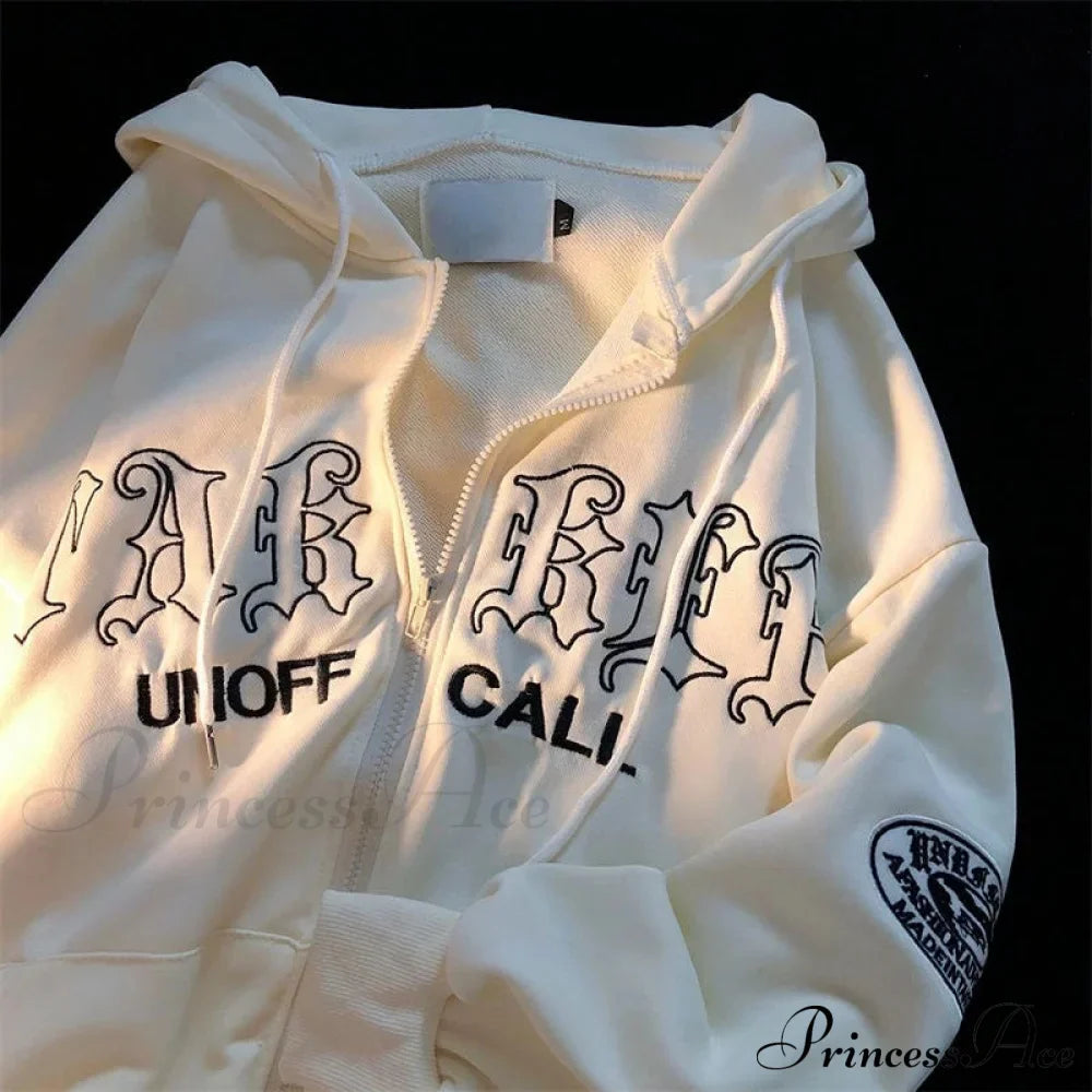 Letter Print Vintage Zip Up Oversize Jacket image 7