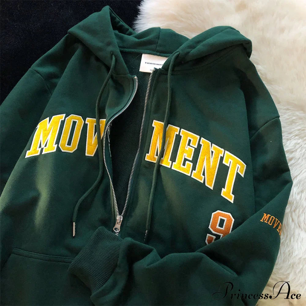 Letter Print Vintage Zip Up Oversize Jacket image 10