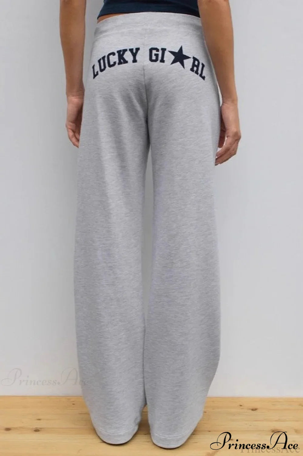 Letter Print Y2K Elastic Waist Draped Pants image 3