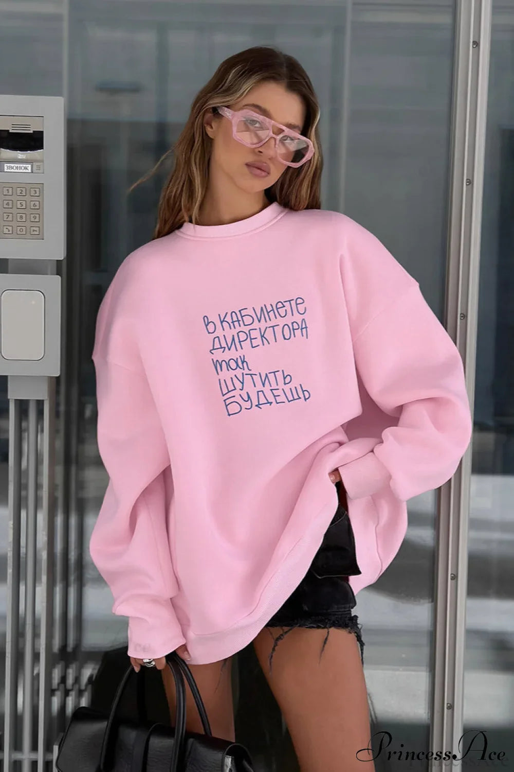 Letter Printed Loose Crew Neck Casual Sweatshirt image 1