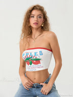 Letters Print Off-shoulder Sleeveless Wrap Tube Top image 5