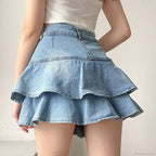 Light Blue Ruffled Denim Skirt image 4