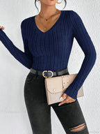 Light Luxury Simple Slim Comfortable V-Neck Pullover Top Women image 4