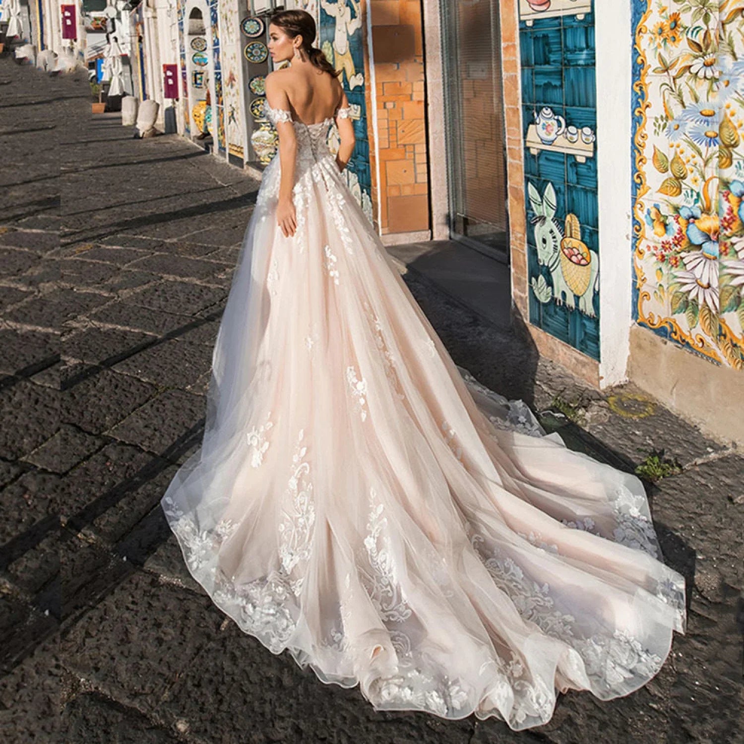 Lightweight Lace Long Train Wedding Dress image 3
