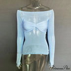 Lightweight T-Shirt Fashion See-Through Neck Women's Top image 3