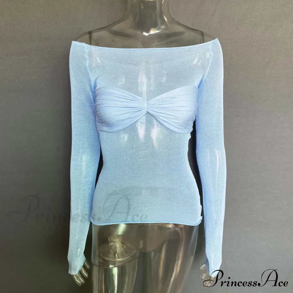 Lightweight T-Shirt Fashion See-Through Neck Women's Top image 3